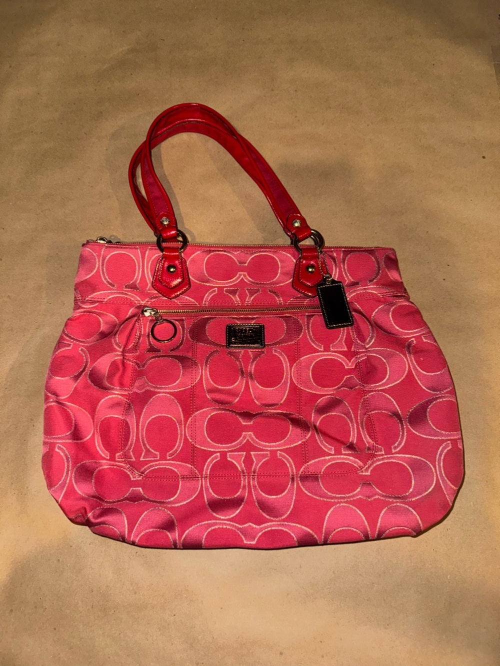 Coach Poppy 17890 Ruby Red Lurex Glam Tote Shoulder Bag